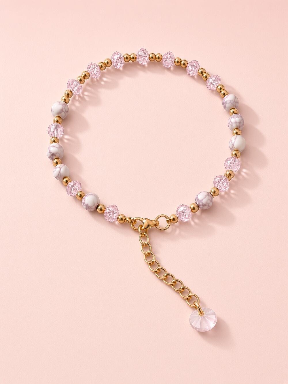Pink Swarovski Beaded  Bracelet